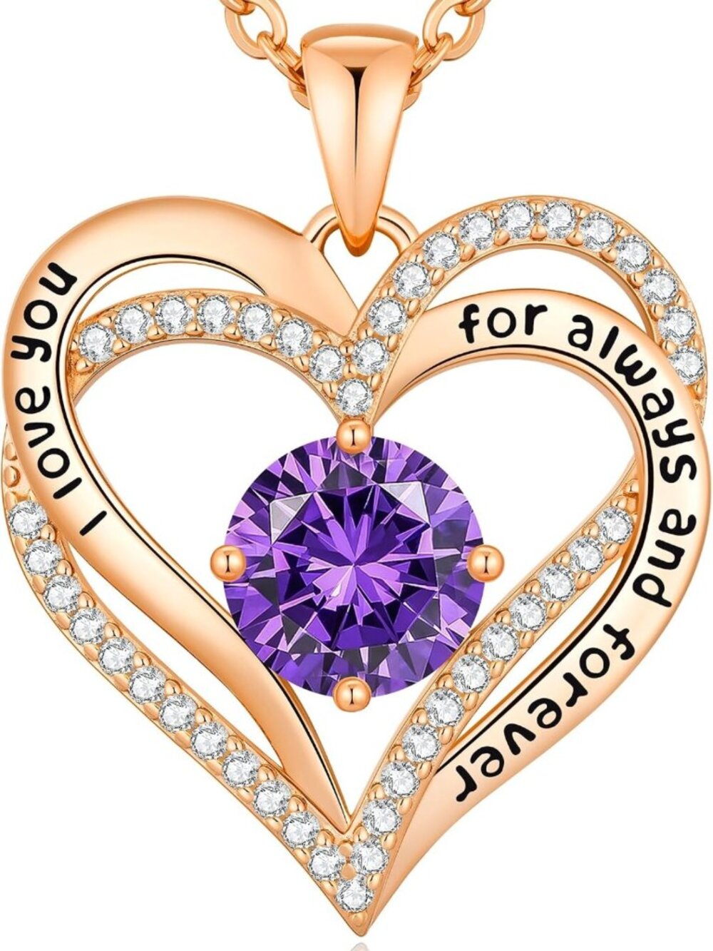 18K Rose Gold Heart Pendant Necklace with Birthstone - Perfect Gift for Her